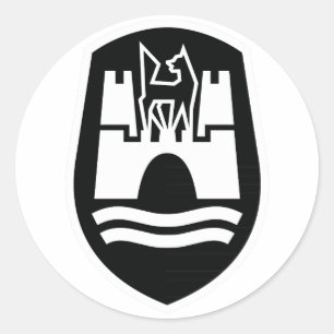 Sticker Rond Armoiries de Wolfsburg (blanc noir)