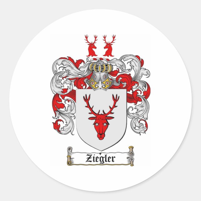 Sticker Rond Armoiries de Ziegler / Armoiries de la famille Zie (Devant)
