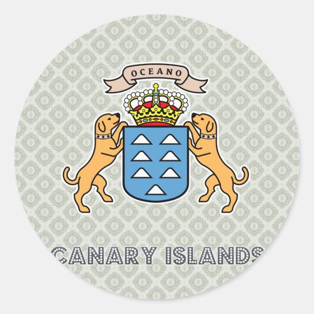 Sticker Rond Armoiries des îles Canaries de haute qualité (Devant)