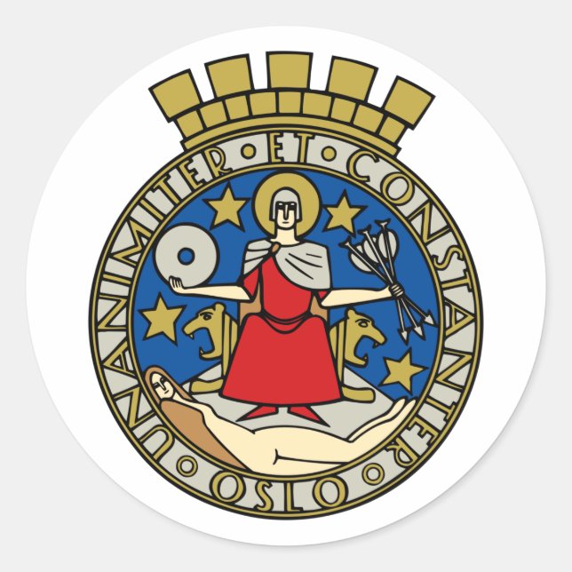 Sticker Rond Armoiries d'Oslo, Norvège (Devant)