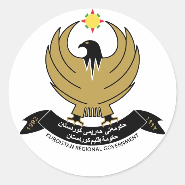 Sticker Rond Armoiries du Kurdistan (Devant)