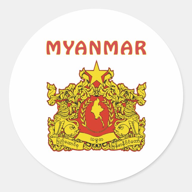 Sticker Rond Armoiries Du Myanmar (Devant)