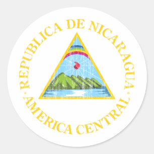 Sticker Rond Armoiries Du Nicaragua