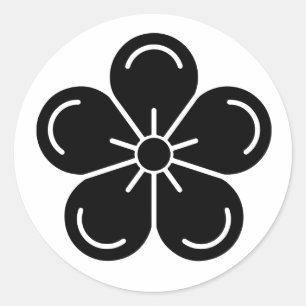 Sticker Rond [Armoiries familiales] Fleur de prunier décorée