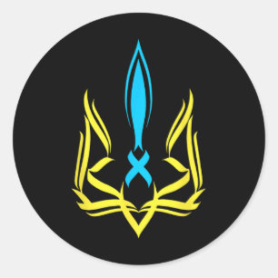 Sticker Rond Armoiries nationales ukrainiennes Couleurs jaune b