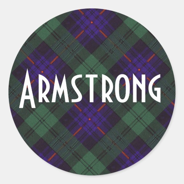 Sticker Rond Armstrong clan Plaid Scottish tartan (Devant)