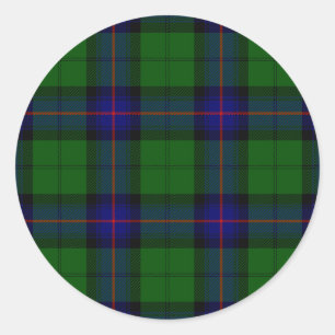 Sticker Rond Armstrong tartan bleu et vert plaid