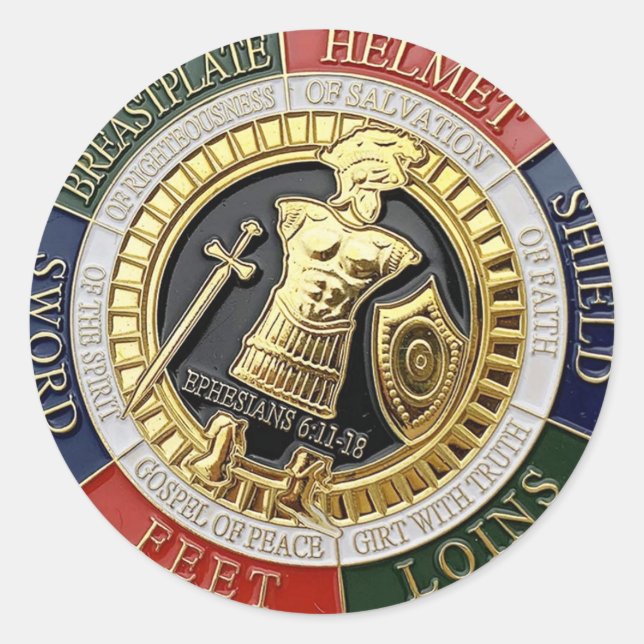 Sticker Rond Armure De Dieu Bouclier De Foi Éphésiens (Devant)