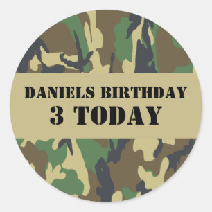 Sticker Rond Army Camo Theme Anniversaire