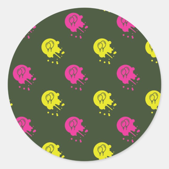 Sticker Rond Army Green - Painball rose et jaune (Devant)