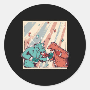 Sticker Rond Arpenteurs De Boxe D'Ours Retro Bull Vs