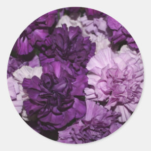 Sticker Rond Arrangement de fleurs d'oeillets pourpres