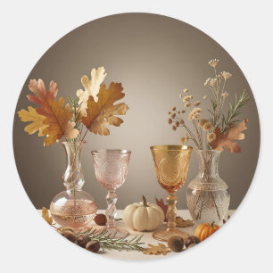 Sticker Rond Arrangement élégant de vase en verre pour la vie m