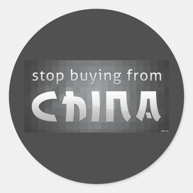 Sticker Rond Arrêter d'acheter de la Chine (Devant)