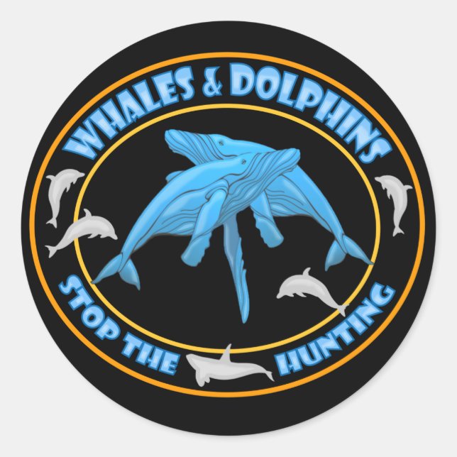 Sticker Rond Arrêter la chasse aux baleines (Devant)