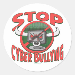 Sticker Rond Arrêter la cyber-intimidation contre la cyber-tran