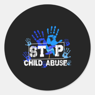Sticker Rond Arrêter la maltraitance des enfants Prévention de