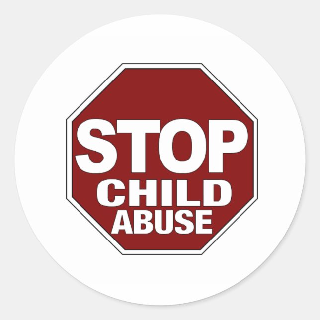 Sticker Rond Arrêter la maltraitance infantile (Devant)