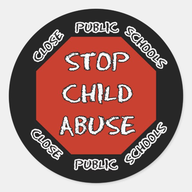 Sticker Rond Arrêter la maltraitance infantile (Devant)