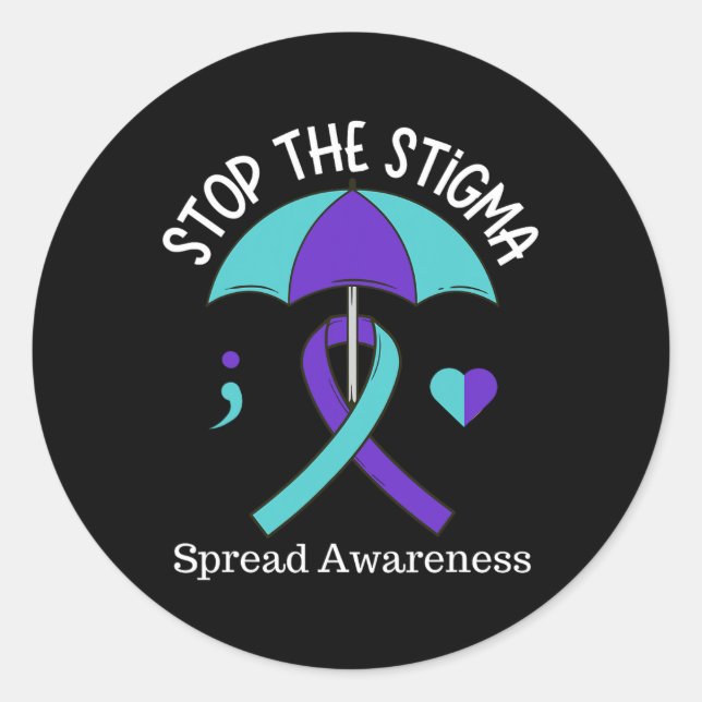 Sticker Rond Arrêter La Stigma Diffuser Le Mois De Sensibilisat (Devant)