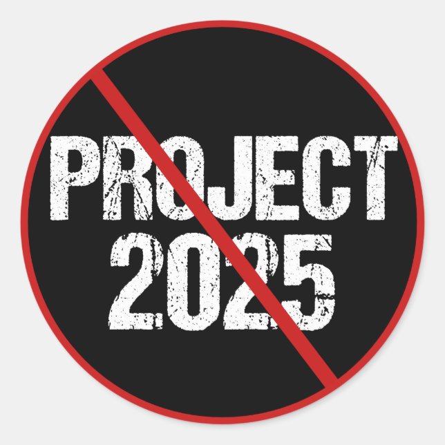 Sticker Rond Arrêter le projet politique anti-Trump 2025 (Devant)