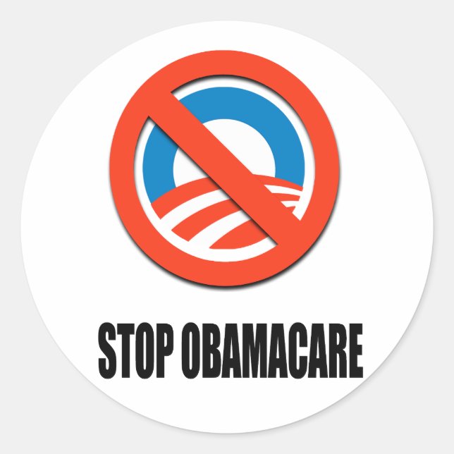 Sticker Rond Arrêter l'Obamacare (Devant)