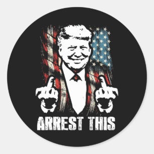 Sticker Rond Arrêtez Ce Trump Drôle Doigt D'honneur Usa América