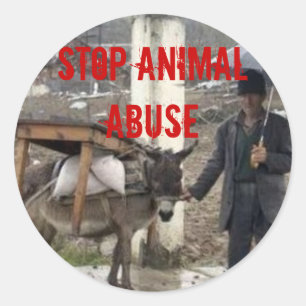 Sticker Rond Arrêtez l'abus animal