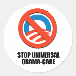 Sticker Rond Arrêtez les soins universels d'Obama