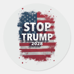 Sticker Rond Arrêtez Trump 2028 Sauvez la démocratie en gras