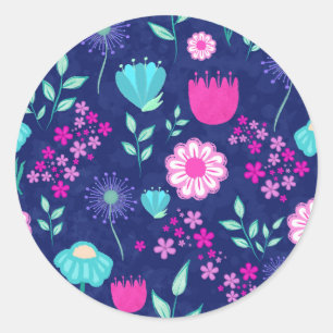 Sticker Rond Arrière - plan à motif floral mignon