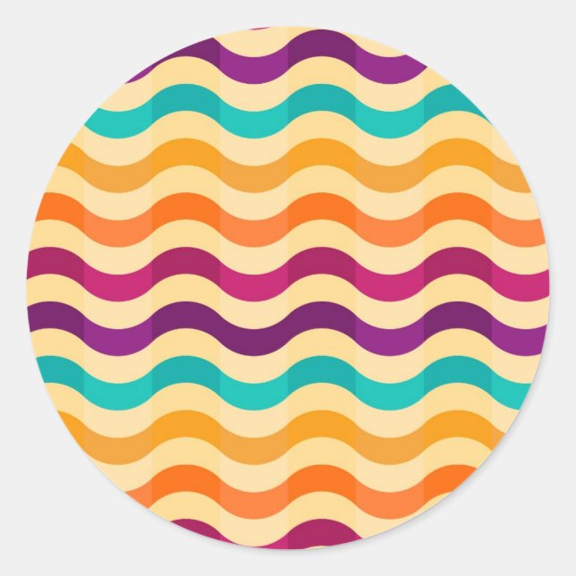Sticker Rond Arrière - plan avec rayures dans rétro 2 (Devant)