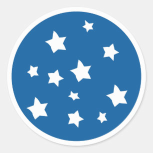 Sticker Rond Arrière - plan bleu stars irréguliers