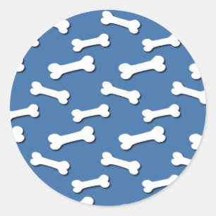 Sticker Rond Arrière - plan bleu V05 de motif d'os de chien