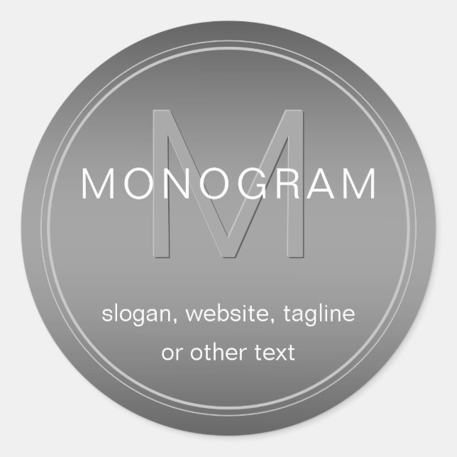 Sticker Rond Arrière - plan couleur et monogramme modifiables (Devant)