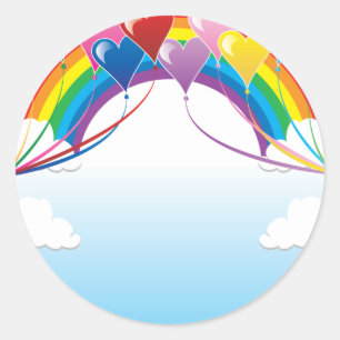 Sticker Rond Arrière - plan de Baloon de coeur