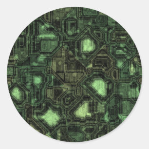 Sticker Rond Arrière - plan de circuit d'ordinateur