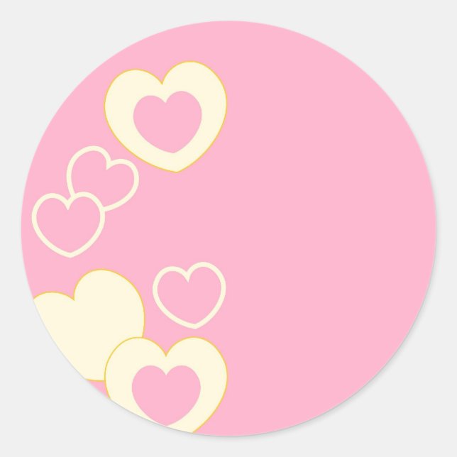 Sticker rond Arrière - plan de coeur rose (Devant)