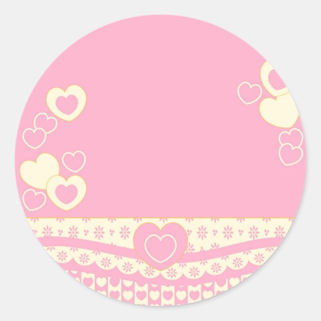Sticker rond Arrière - plan de coeur rose (Devant)