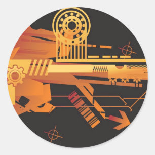 Sticker Rond Arrière - plan de demi-teinte technique 6