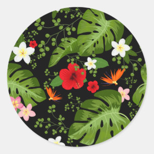 Sticker Rond Arrière - plan de fleurs tropicales 3