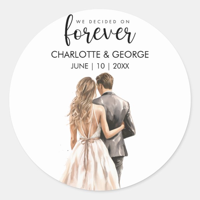 Sticker Rond Arrière-plan de la mariée pour toujours Mariage (Devant)