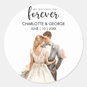 Sticker Rond Arrière-plan de la mariée pour toujours Mariage