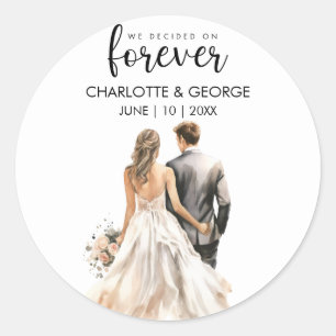 Sticker Rond Arrière-plan de la mariée pour toujours Mariage