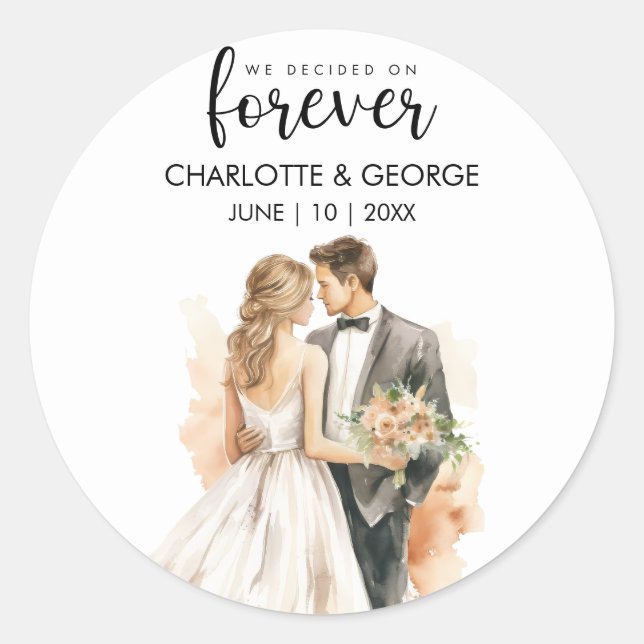 Sticker Rond Arrière-plan de la mariée pour toujours Mariage (Devant)