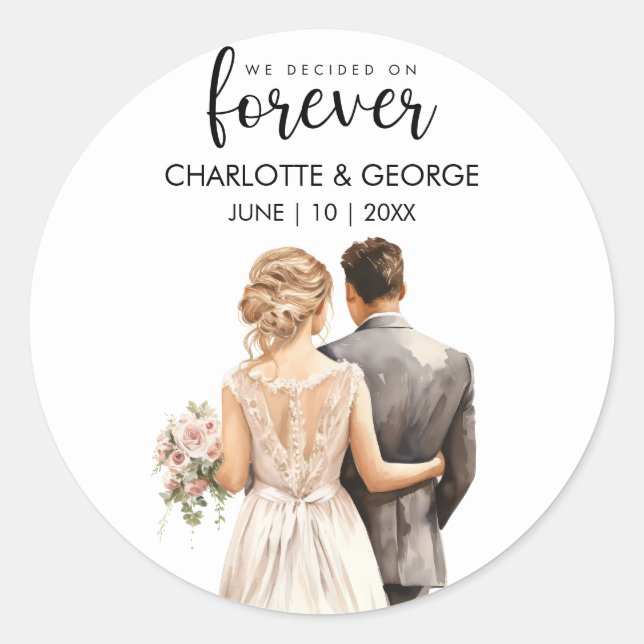 Sticker Rond Arrière-plan de la mariée pour toujours Mariage (Devant)