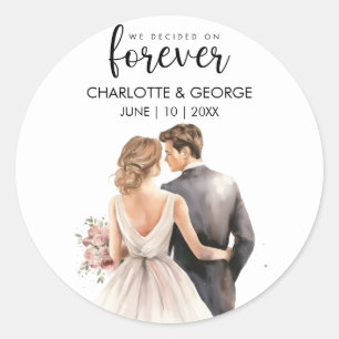 Sticker Rond Arrière-plan de la mariée pour toujours Mariage