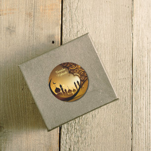 Sticker Rond Arrière - plan de la mosquée de nuit Ramadan Mouba