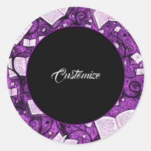 Sticker Rond Arrière - plan de livres roses