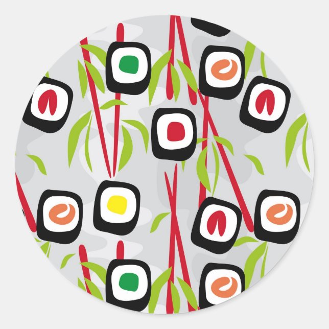 Sticker Rond Arrière - plan de sushi (Devant)